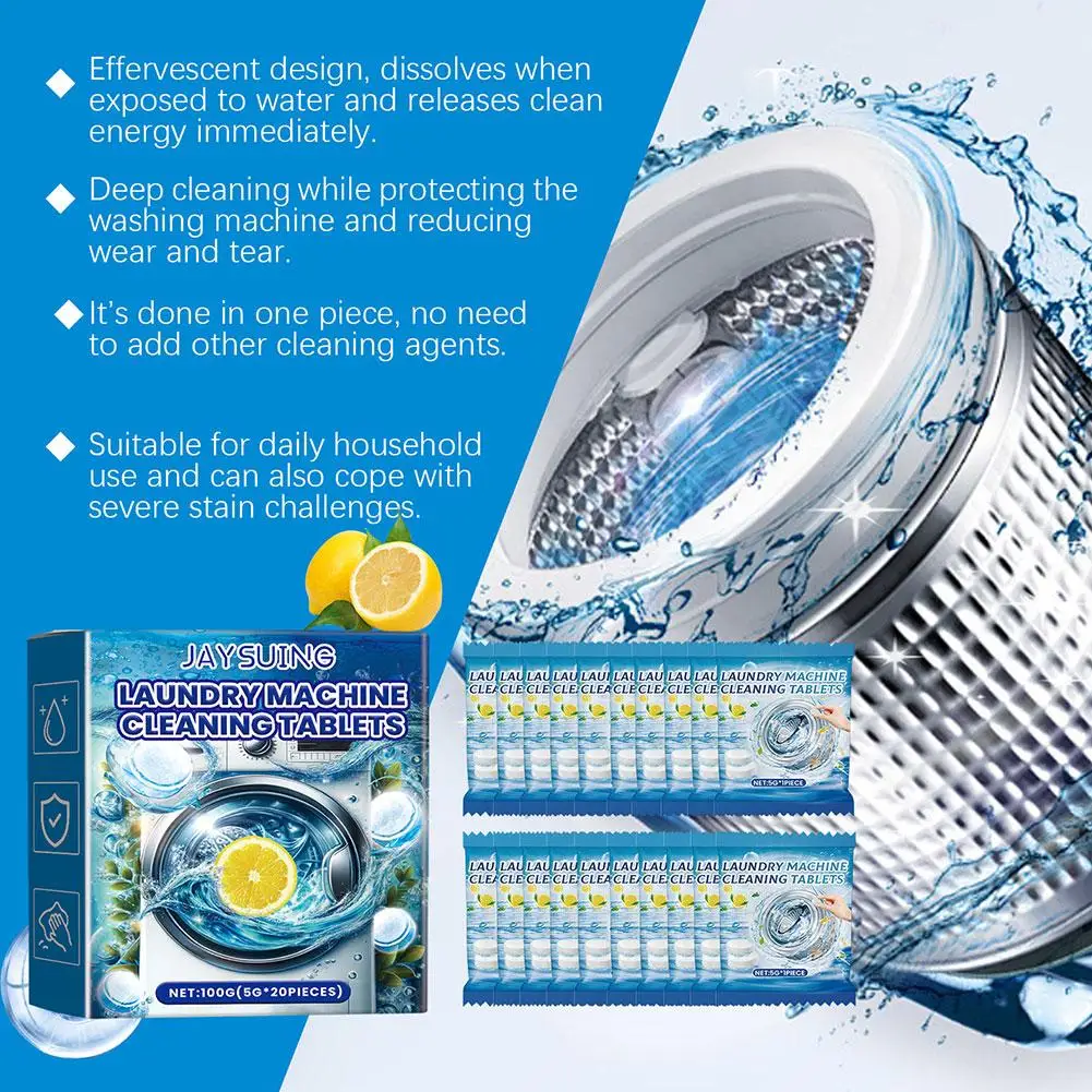 Washing Machine Cleaner Deep Cleaning Formulas Tablets For Front Top Load Washing Machines Contamination effervescent table F7I3