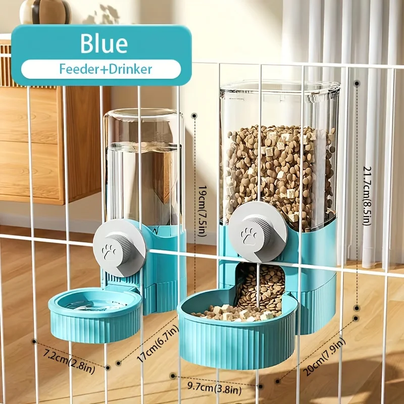 1pc/2pcs Hanging Automatic Pet Food Feeder/Water Dispenser, Gravity Cat Auto Feeder Waterer Set With Container Bowl For Cage