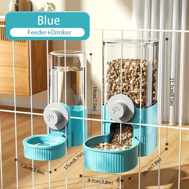 1pc/2pcs Hanging Automatic Pet Food Feeder/Water Dispenser, Gravity Cat Auto Feeder Waterer Set With Container Bowl For Cage 6