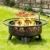 Outdoor 38 Wood Burning Fire Pit with Grill, Spark Screen, and Fire Poker, Swivel C Table for Backyard Entertainment 2