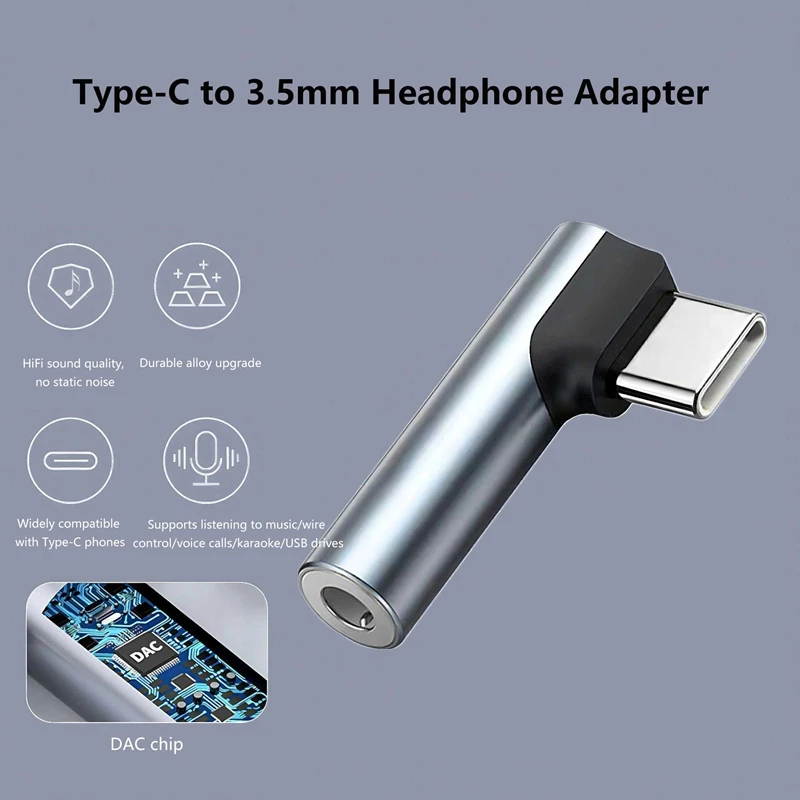 타입 C - 3.5mm 잭 오디오 어댑터 90 ° 엘보 USB C-3.5mm 헤드폰 어댑터 (아이폰 16, 15, 삼성, 화웨이 USB C 잭 어댑터)