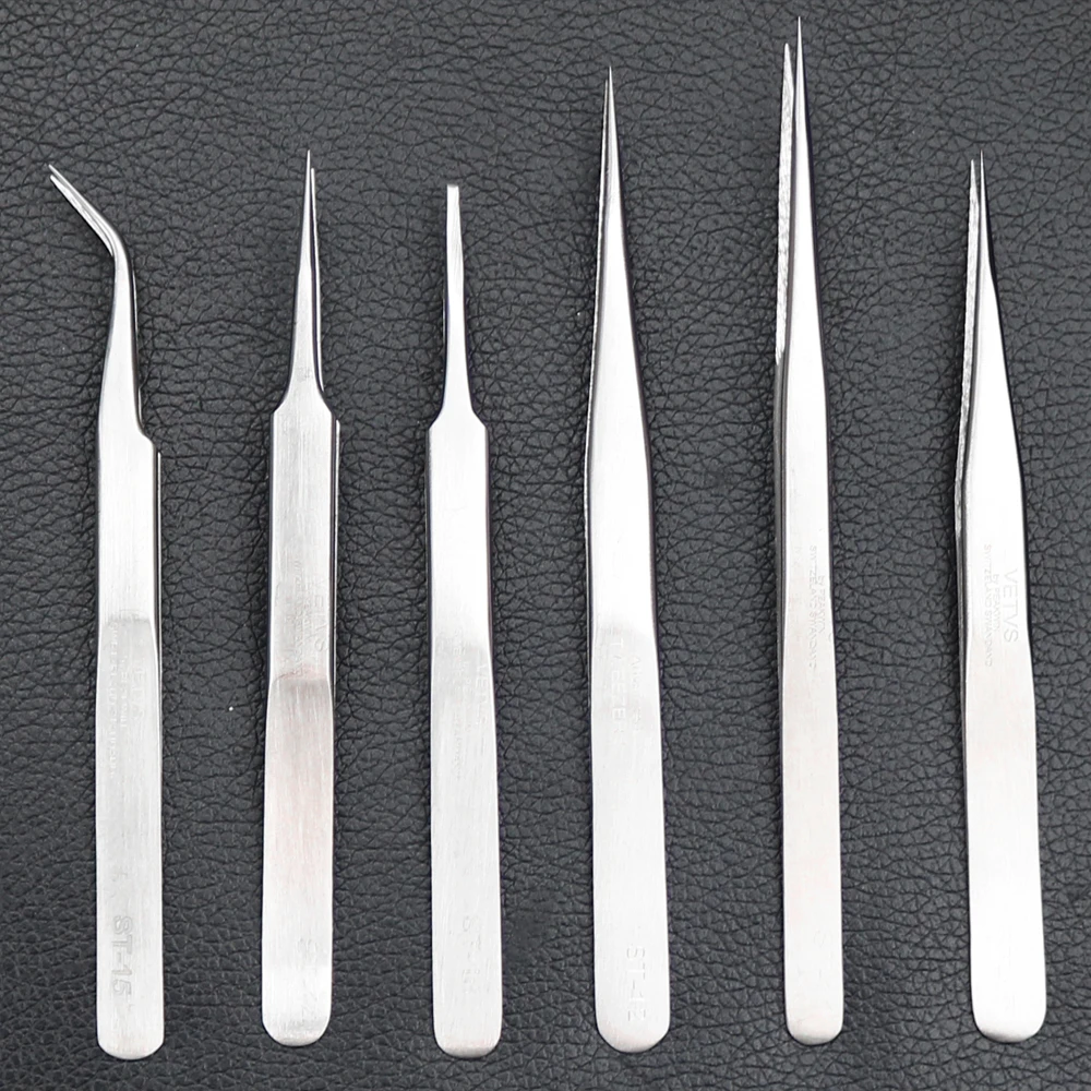 VETUS Anti-static Stainless Steel Silver Tweezers ST-10/11/12/13/14/15 precision tweezers tweezer tool esd anti static tweezers