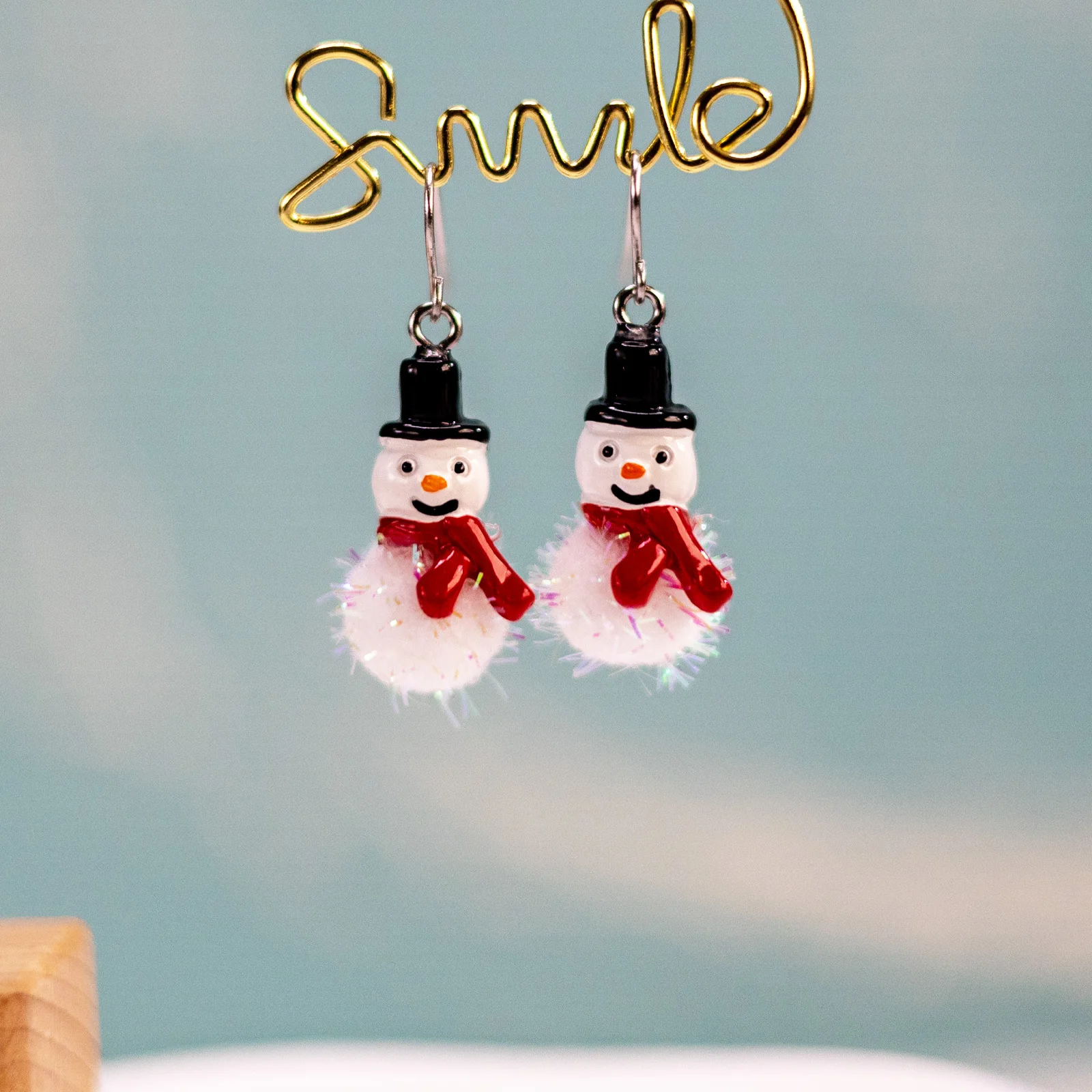 Drop Earrings Snowman Resin and Popo Balls Accessories for Women and Girls Christmas Holidays Parties