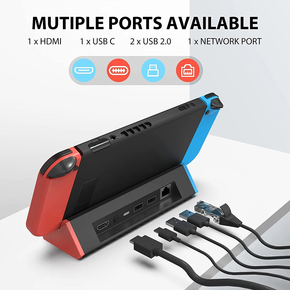 Stație de încărcare TV compatibilă cu HDMI 4K LAN 1000Mbs pentru Nintendo Switch, suport pentru încărcător OLED_voghion.com