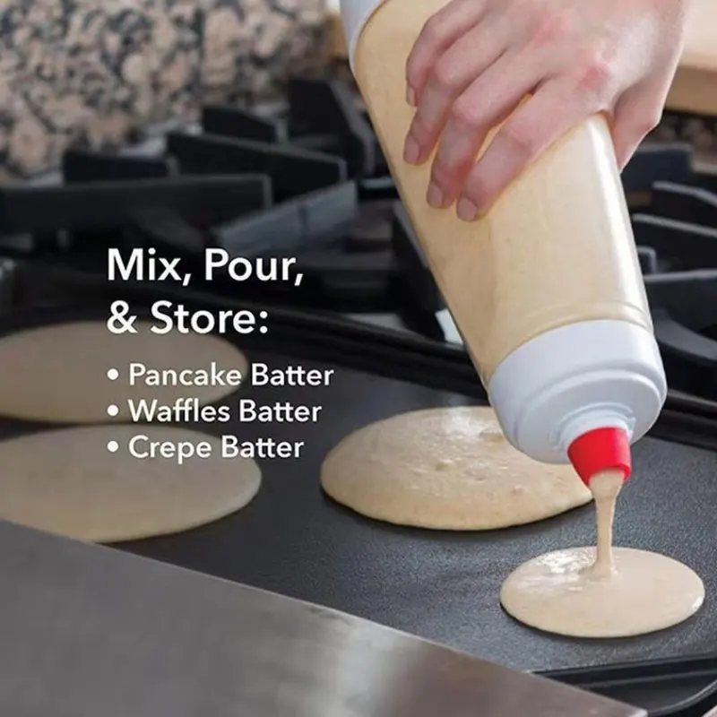 Plastic Squeeze Bottles 1PC Hand Shake Batter Dispenser Batter Mixer Bottle With Scale Cupcake Pancake Crepe Dispenser Kitchen Baking Accessories