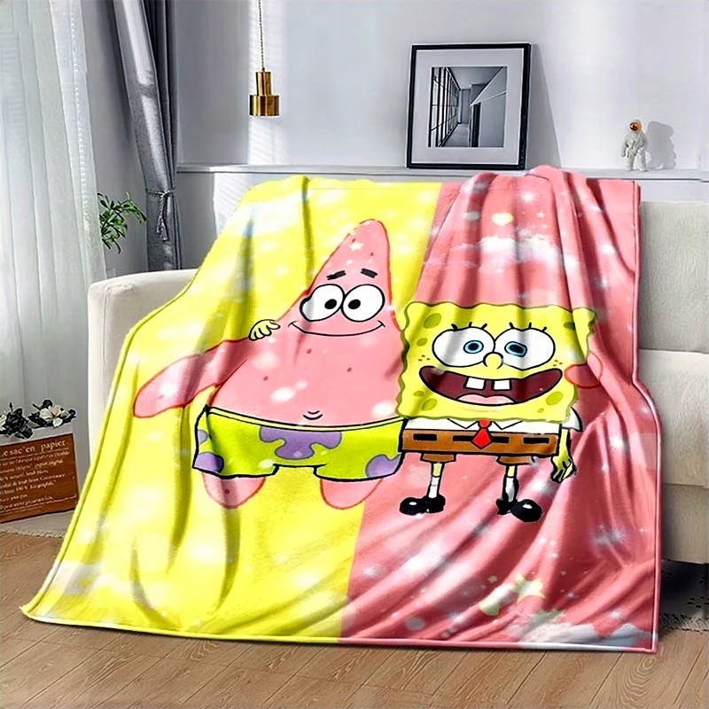 

Go-SpongeBob Cartoon Printed Blanket Soft and Comfortable Flannel Throw Blanket Home Bed Sofa Children's Cute Birthday Gift