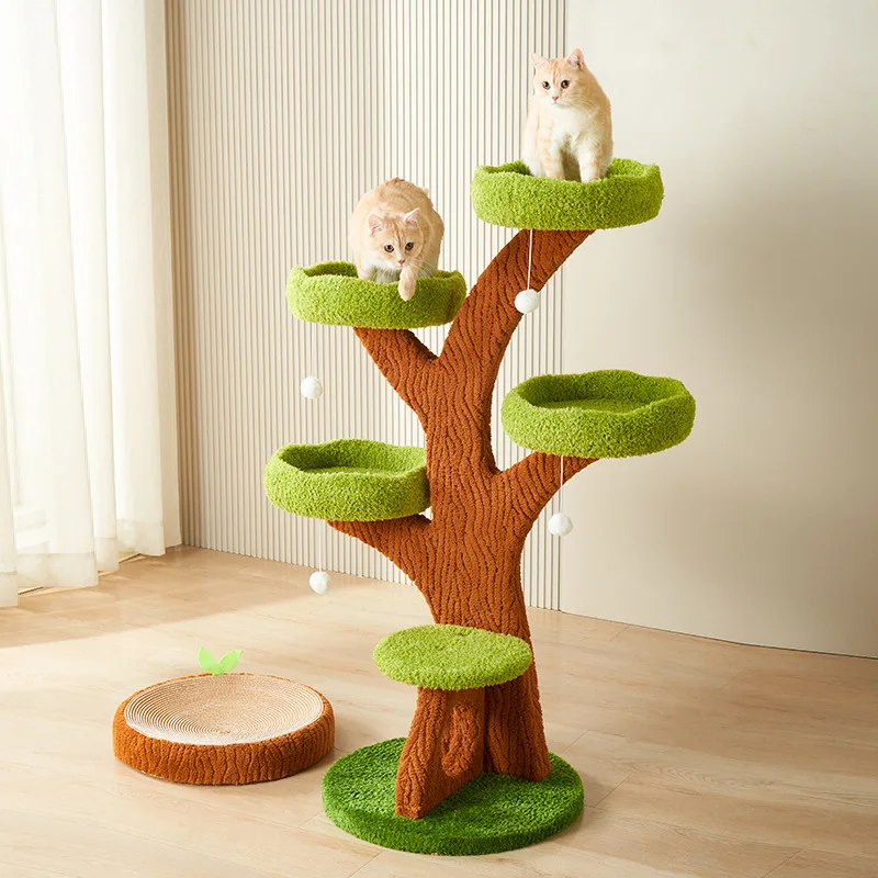Modern Luxury Cat Scratching Post Wood Tower With Sisal Trees Climbing Frame And Luxury Tree House
