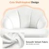 Cute Velvet Desk Chair Shell-Shaped Back Vanity Chairs Modern Swivel Desk with Wheels Adjustable Height for Home Office Bedroom 5