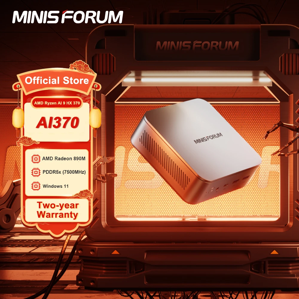MINISFORUM AI370 Mini PC AMD Ryzen AI 9 HX 370 AMD Radeon 890M