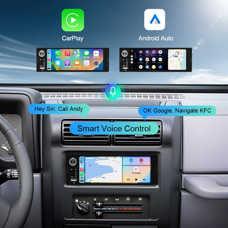 AINAVI Radio Universal para coche de 1 Din y 6,36 pulgadas, K40, Carplay inalámbrico, Android Auto HD, pantalla táctil IPS de 1280x720 con FM, BT 5,0, USB tipo C, Linux, radio multimedia para coche, estéreo 4