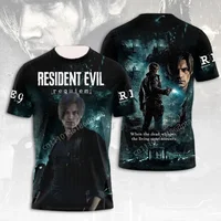 تي شيرت رجالي بطباعة ثلاثية الأبعاد لشخصية ليون كينيدي من لعبة Resident Evil 9 Requiem، ملابس لمحبي الألعاب، ملابس الشارع، قمصان صيفية كاجوال بأكمام قصيرة 4