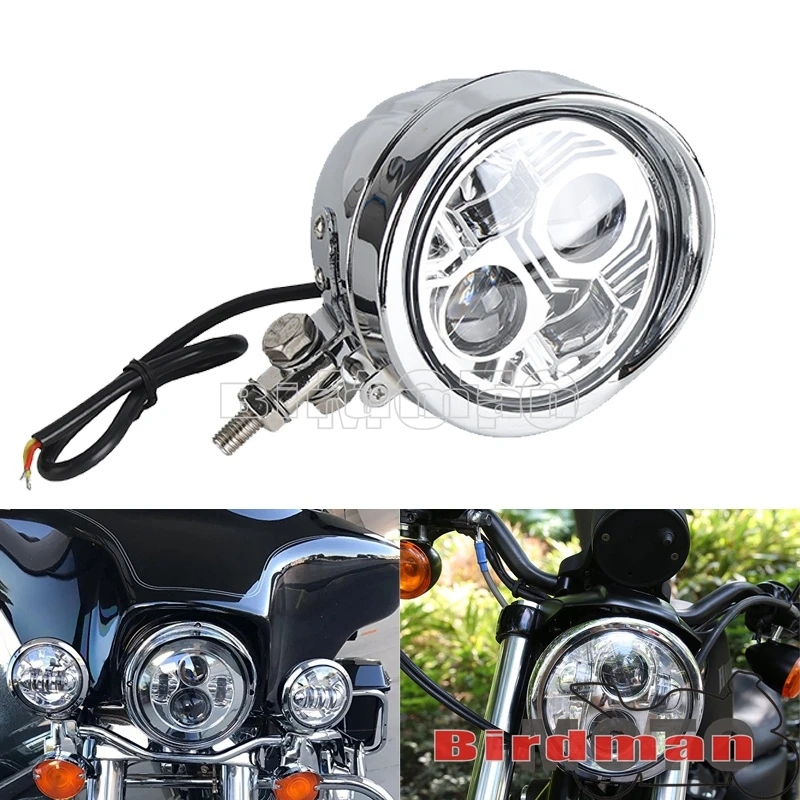 

Motorcycle E9 Lens 4.5" LED Headlight High/Low Beam Steel For Harley Honda Yamaha Suzuki Kawasaki Cruiser Bobber Cafe Racer