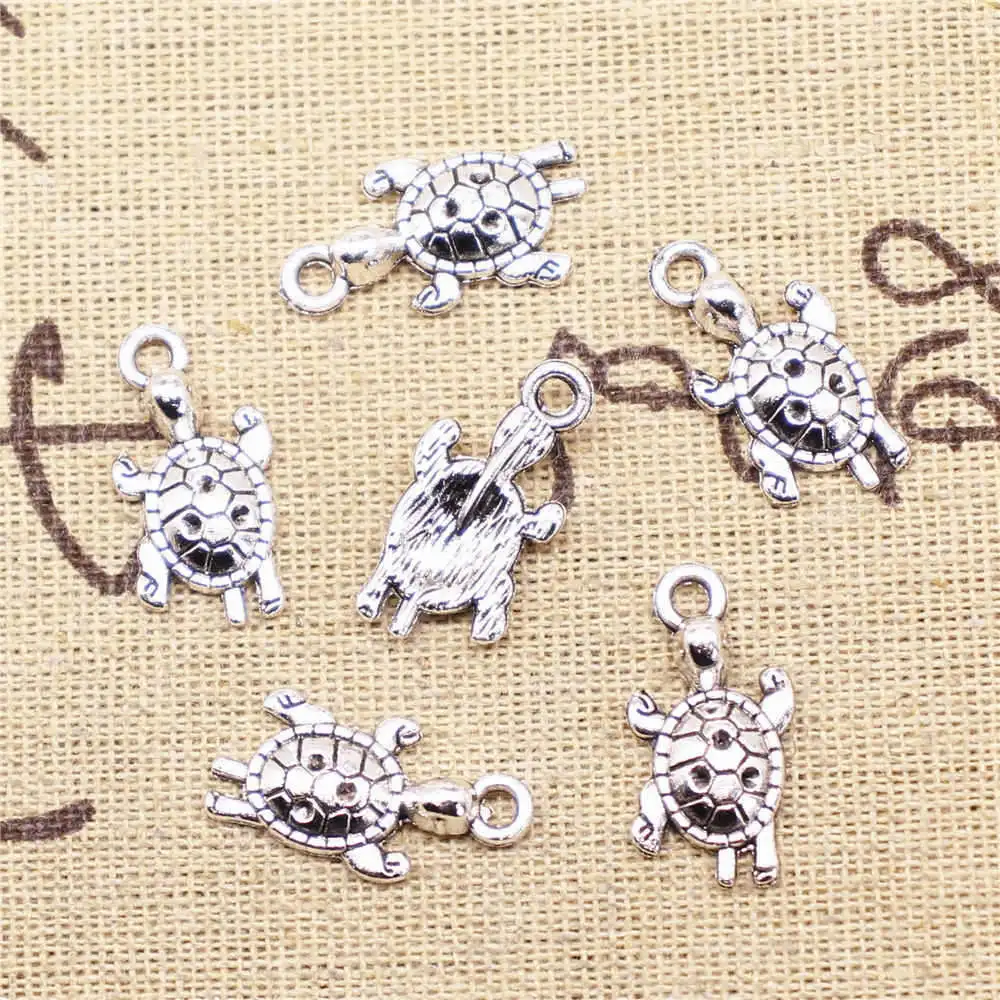 

Party Jewelry Accesori Charms Turtle Antique Silver Color Pendant For Necklace 12x22mm 10pcs