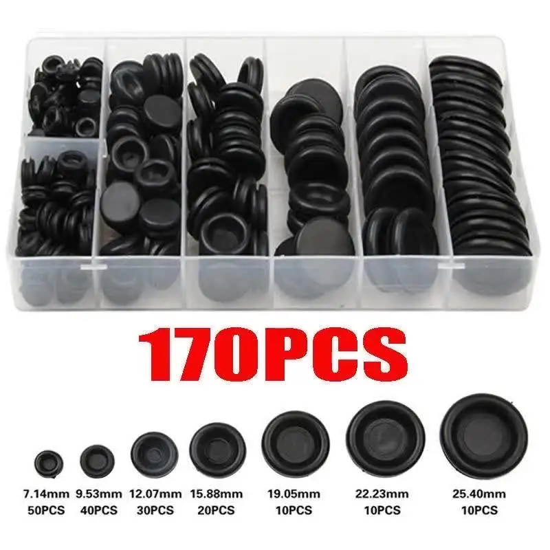 Bestgle 100 Pcs Rubber Grommet Kit - 10mm Inner Diameter, Double Sided, Oil Resistant, For Wiring, Plumbing, & Cable Protection