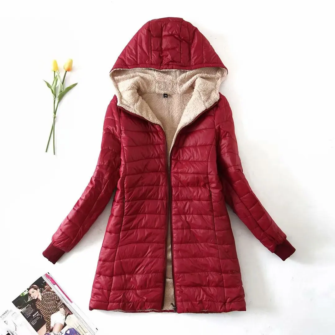 

Autumn And Winter New Medium Long Coat Korean Hooded Slim Cashmere Top Women's Coat Temperament And Fashion