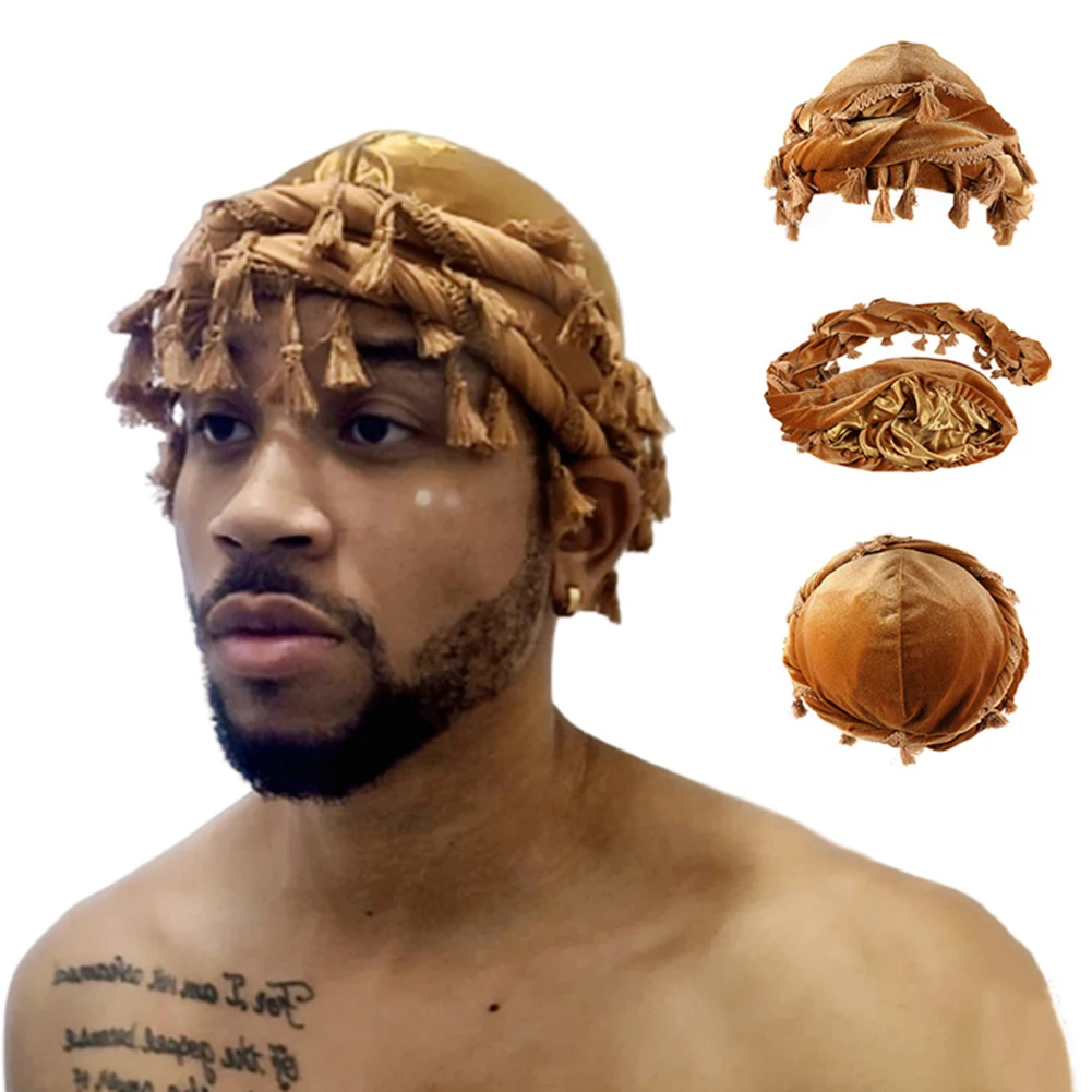 

Turban Hat For Men Sunscreen Satin Lined Beanie Cap Vintage Twist Head Wraps Sleep Hat For Dance Club