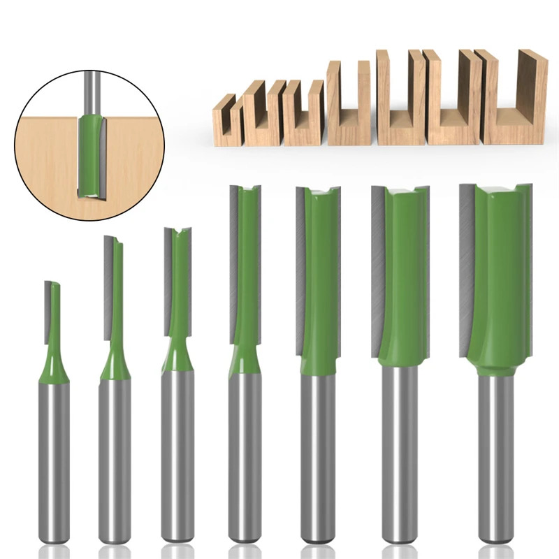 

1/4 Inch 6mm Shank Straight Bit Milling Cutter Single Double Flute Wood Cutters Tungsten Carbide Router Bit Woodworking Tool Set