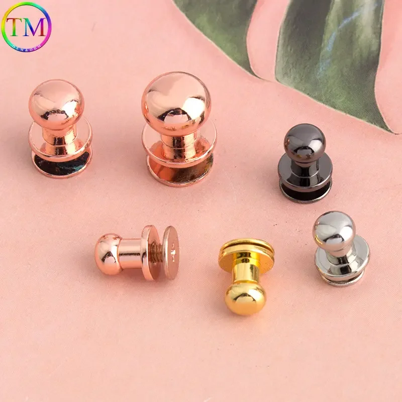 4mm 5mm 6mm Metal Cap Rivets Soild Copper Round Nail Round Head Diy Leather Screw Back For Craft Bag Belt Wallet Shoes