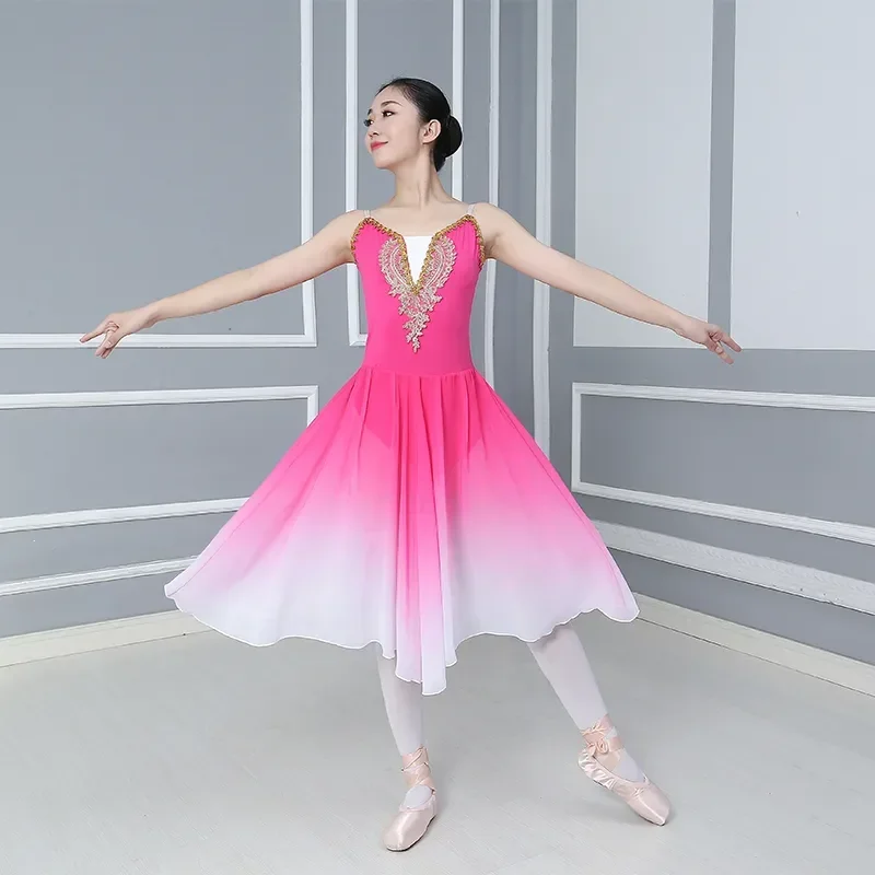 

Chiffon Ballet Dress Girl Long Adult Children Ballet Tutu Dress Party Practice Clothes Modern Dance Costumes Tutu Ballerina Kids