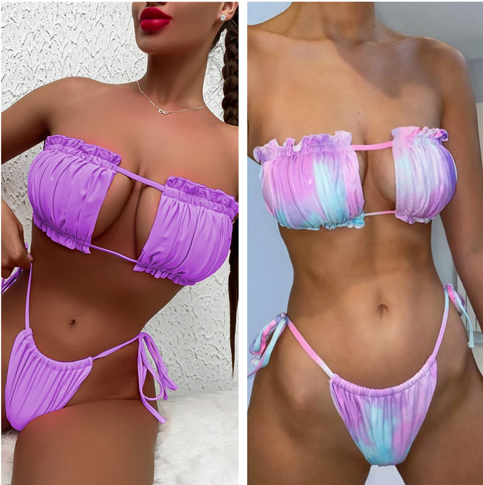 

Hollow Sexy Bikini 2024 Lacing Beach Swimwear Women Maio Biquinis Swimsuit Mujer Banador Badpak Monokini купальники женские