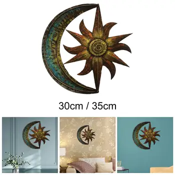 Sun Moon Metal Wall Art Sculpture Creative Bathroom Display Home 3