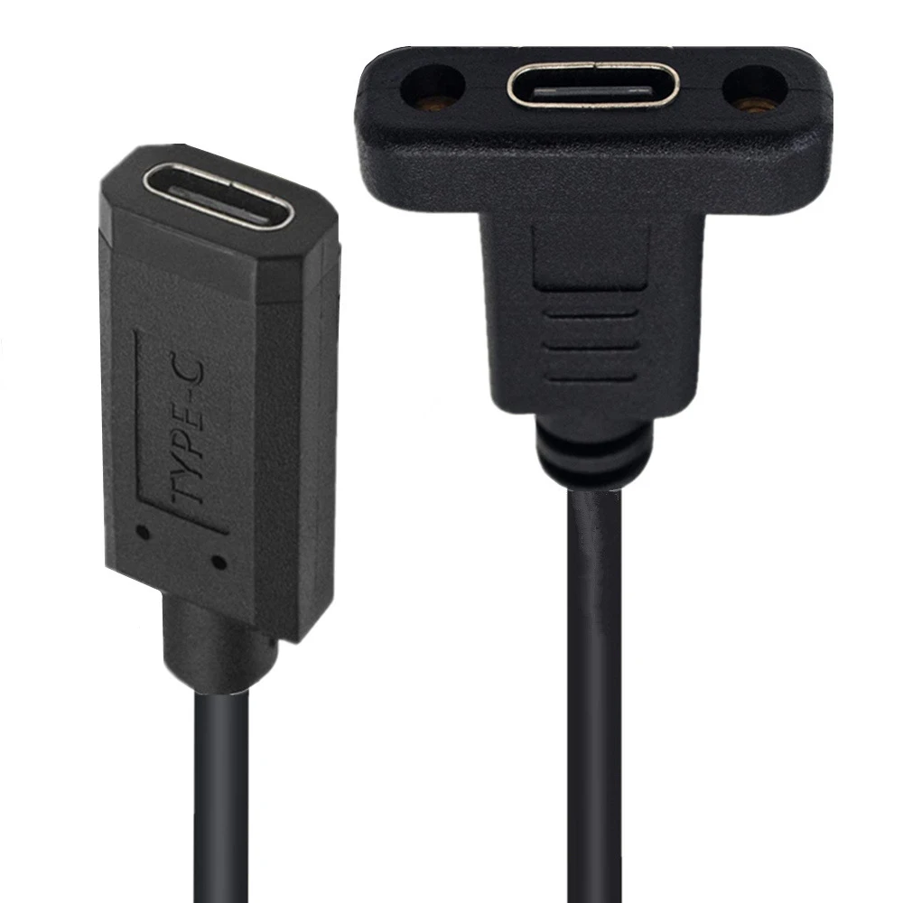 High-Speed USB-C Female to Female Adapter with Panel Mount Screw