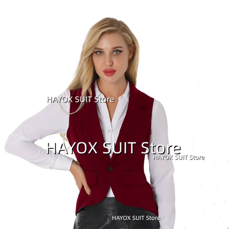 

Women's Suit Vest One Button Point Lapel Sleeveless Jackets Office Lady Business Officer Wedding Chalecos