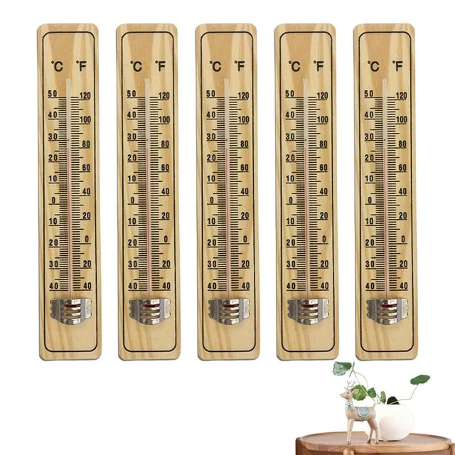 5 PCS Wood Thermometer Outdoor Indoor Wooden Scale Thermometer