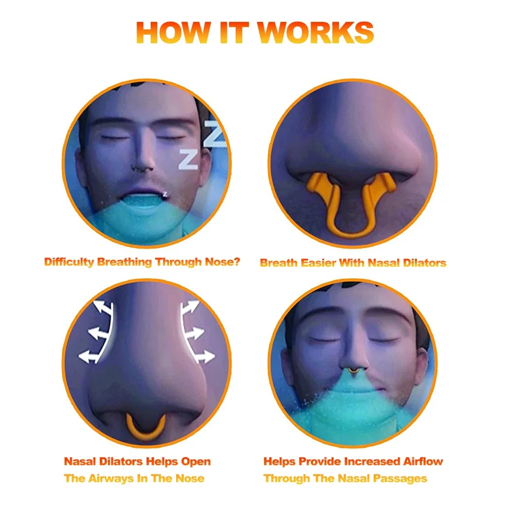 Silicone Nose Clip Anti Snoring Nasal Dilator Stop Snore Aid Easy Breathe Improve Sleeping Rhinitis