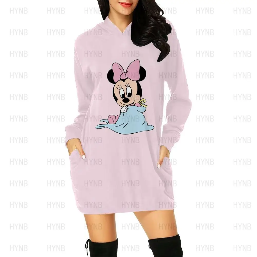 

Mickey Dresses Hoodie Sexy Dress Disney Prom Long Sleeves Y2k Sweater Dress Woman Clothes Minnie Mouse Luxury Party Mini Kawaii