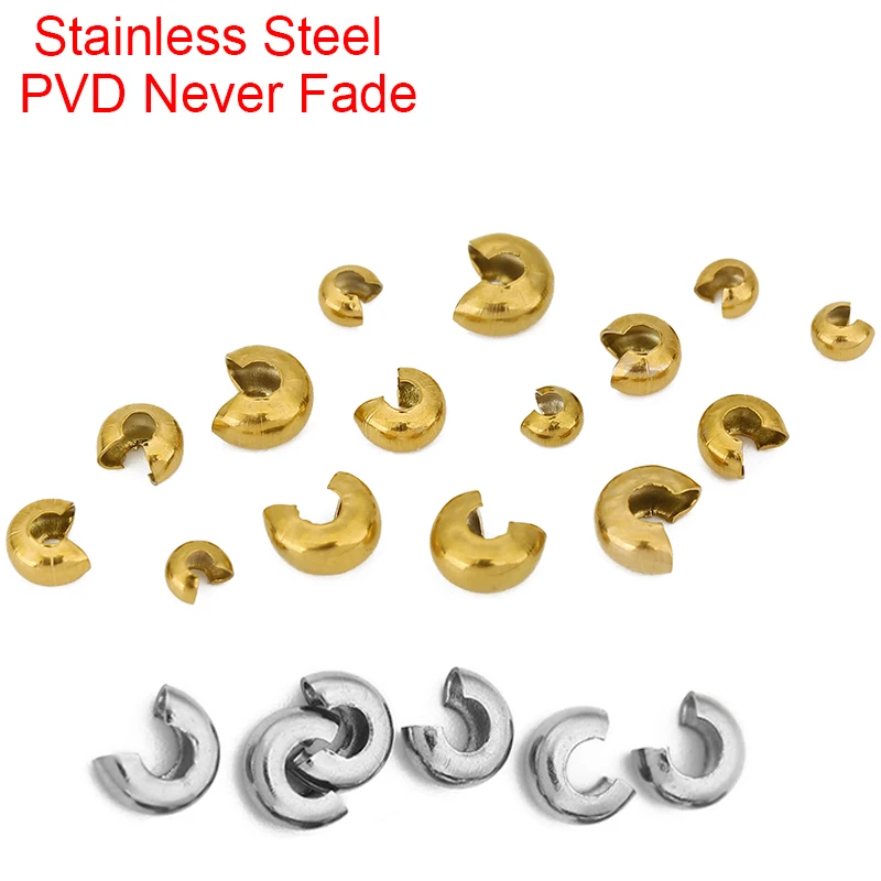 20 Stück verblassende Edelstahl-Crimp-Endperlen, Abdeckung 4 5 6 mm, großes Loch, Abstandshalter, Stopper, Perlen, Armband, Halskette, Schmuckherstellung – Detail 5
