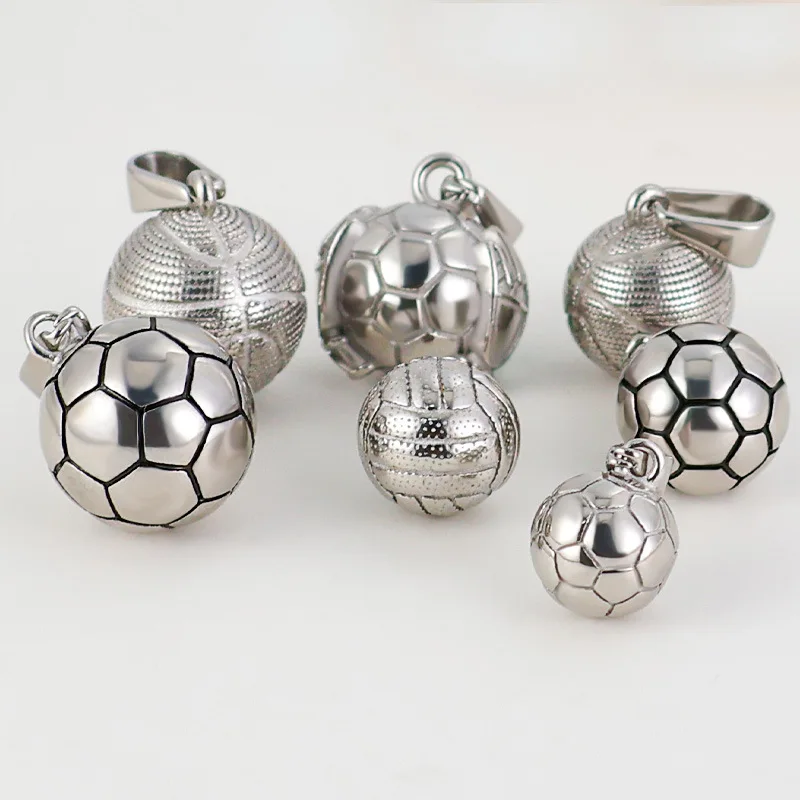 RHYSONG 316L Stainless Steel 18K Gold Plated Football Basketball Sports Pendant Charm for Women Hamdmade Diy Necklace Jewelry 5