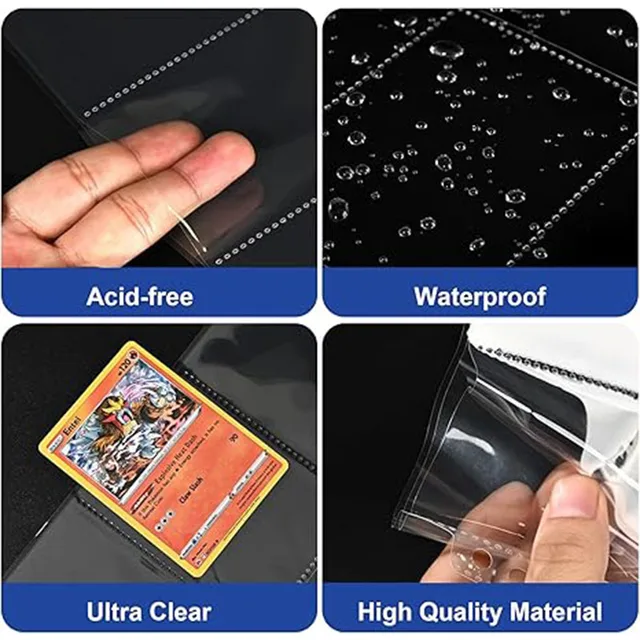 50-150PCS 9 Pocket Trading Game Card Album YuGih Cards Holder Binder Page Collection Transparent Folder Card Storage Kids Toy 4