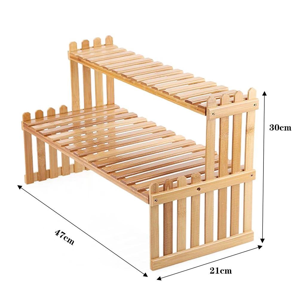 2 Tier Decorative Tabletop Wood Plant Stand Display Shelf: 3 - 5 Days Free Delivery Only UK