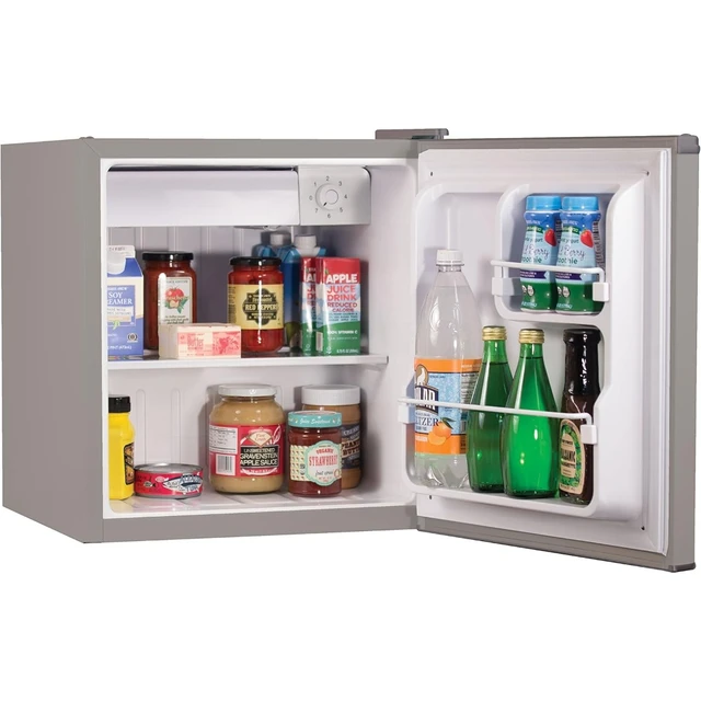 BLACK + DECKER Silver Mini Fridge with Freezer 