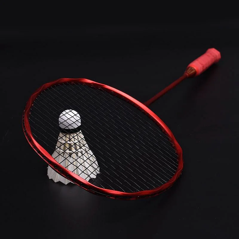 Raquette De Badminton Professional Ultralight Carbon Fiber Racket Black +  Red