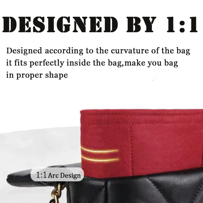 Fits For Chanel 2.55 Felt Insert Bag Organizer Makeup Bucket Luxury Handbag Portable Base Shaper CFJumbo Organizer handbag organizer felt bag organizer