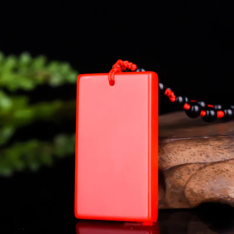 

Xinjiang Natural Chicken Blood Red Jade Peace Nothing Pendant for Men and Women This Year Simple Joker Pendant