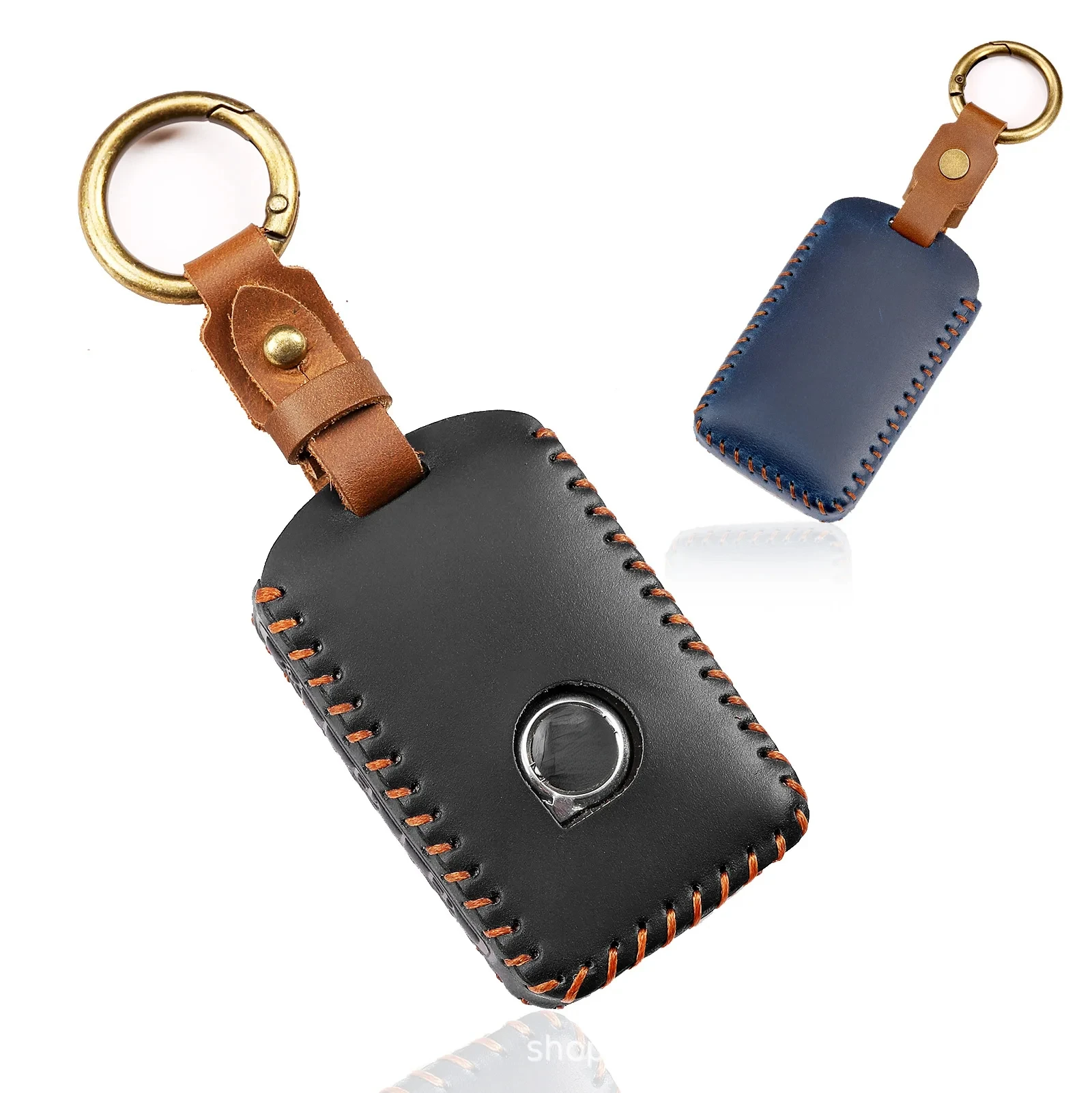 Premium Leather Car Key Case Cover - Handcrafted with Customizable Keychain Options