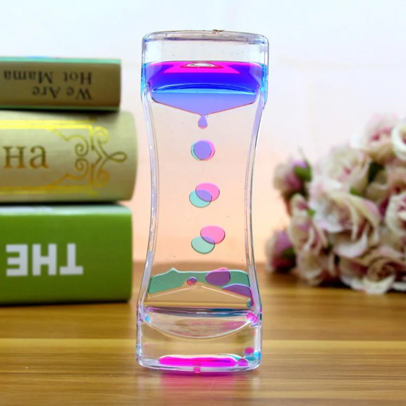 Oil Acrylic Hourglass Double Color Floating Liquid Visual Movement Hourglass Timer Desk Kid Sand Timer Sand Clock Anxiety Relief