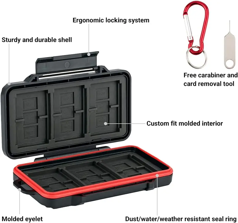 Profezzion-memory Slots Card Storage Case Water-resistant Câmera Case sd Micro sd tf cf 36 Slots Wallet - Imagem 6
