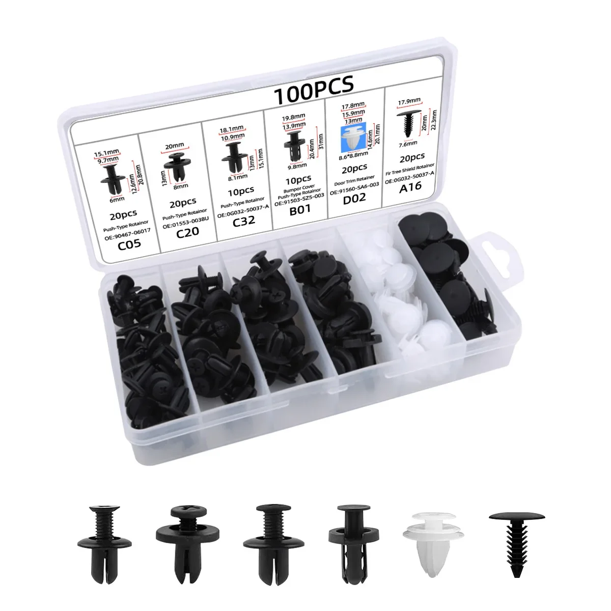 Car fastener clips Car Plastic Retainer Clips Automobile Fender Push Pin Rivet Door Trim Panel Retainer Automobile Bumper Mixed Size Fasteners Tool