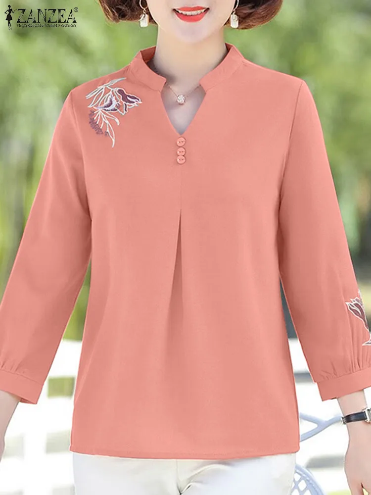 

Women Long Sleeve Blouse ZANZEA Vintage V-neck Tops 2024 Spring Casual Loose Holiday Tunic Female Floral Print Blusas Oversize