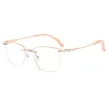 Frameless Cut Edge Metal Reading Glasses Ultra Light Pink Frame Presbyopia Glasses High-definition Anti Blue Light Eyeglasses 3