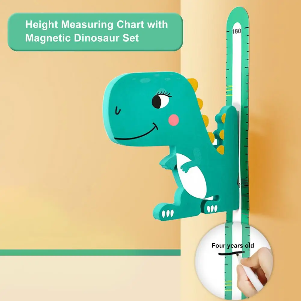 Kid Height Chart Self Adhesive Cartoon Dinosaur Design Waterproof