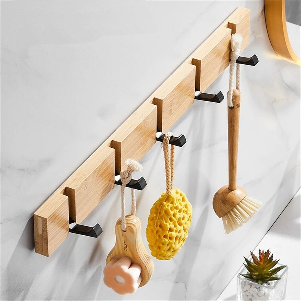 Wall Wood Hook Hat Towel Coat Hooks Clothes Hanger Hook Door Back Hooks for Kitchen Bathroom Accessories Shelf Rack Wall