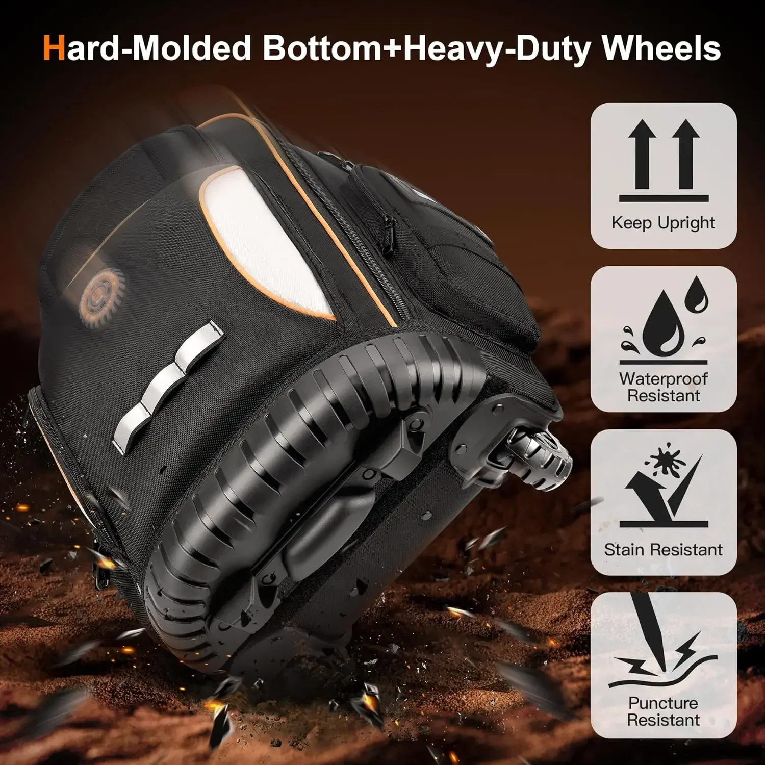 Tool Bag with Wheel, Rolling Tool Backpack for Electrician Heavy Duty Roller Tool Bag on Wheel for Construction Work, 75 Pockets 5
