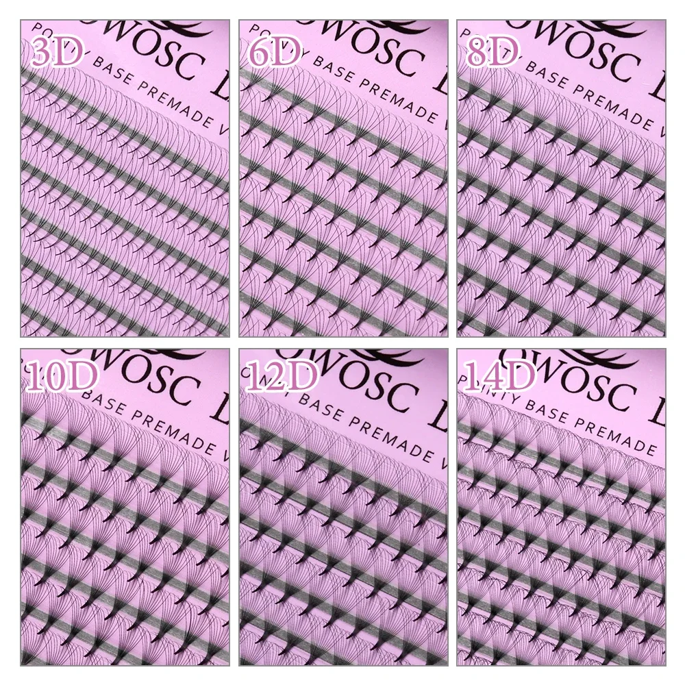 OWOSC Pointy Base Premade Volume Fans Eyelash Extension 3D/6D/8D/10D/12D/14D Individual Sharp Pointy Stem 320 fans Custom Logo 5