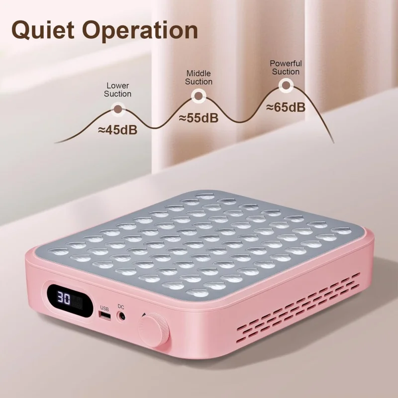 Nail Dust Collector with Reusable Filter, Powerful Vacuum Fan with Disposable Filter Dust Collector for Acetate Fiber Nails, Colored Gel Nails, Nail Salons, White, Pink