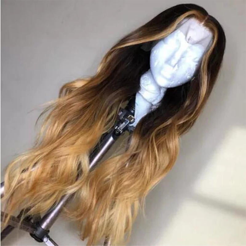 

Glueless 28 inch Ombre Blonde Natual Wave European 23AGrade Human Hair Jewish Wig 13x4 Lace Front For Women With Baby Hair